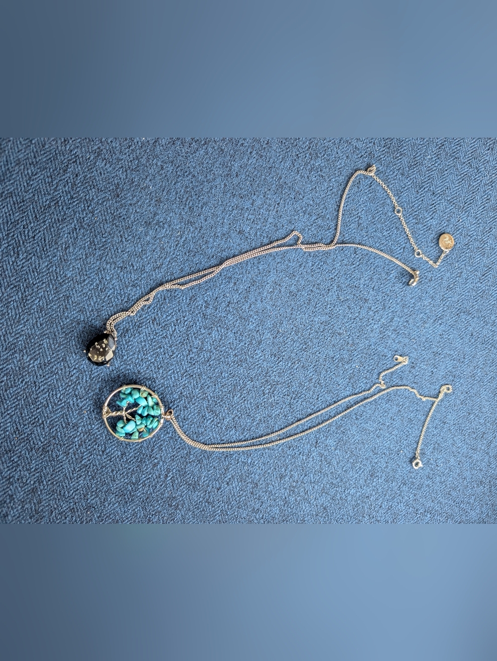 Silver Tree Pendant Necklace & Stone Necklace